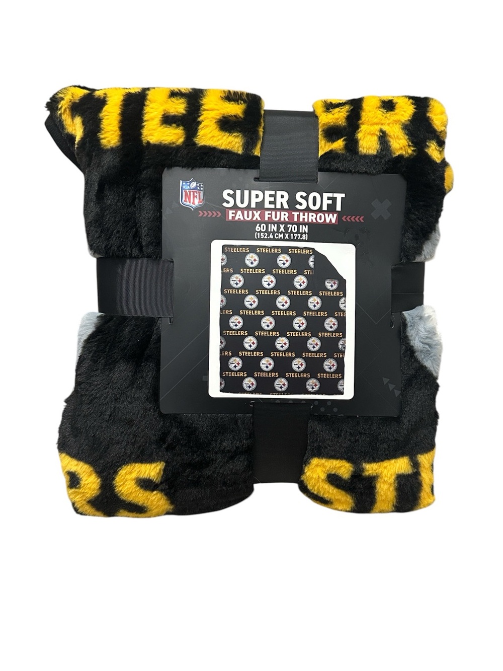 NFL Pittsburgh Steelers Football Throw Blanket NEW 60” X 70” Faux Fur Soft Black